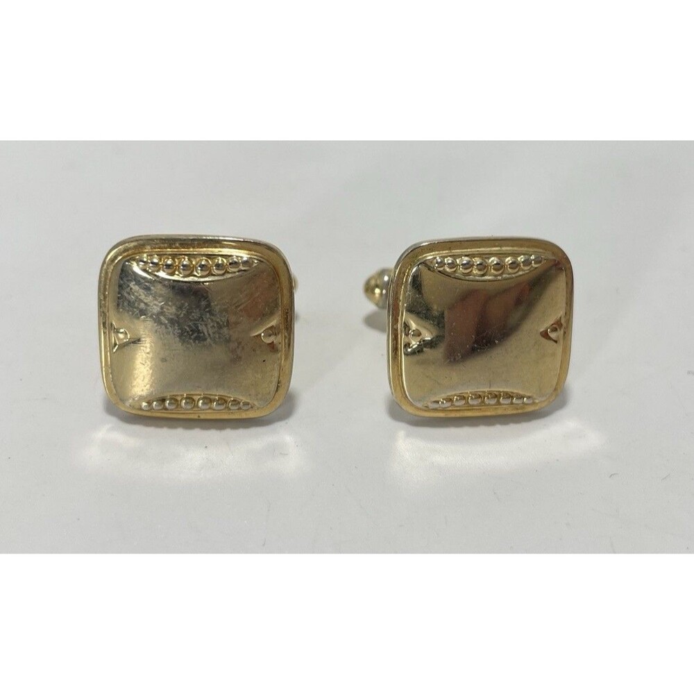Vintage Spiedel USA Gold Tone Square Cufflinks Mid Century Men’s Jewelry